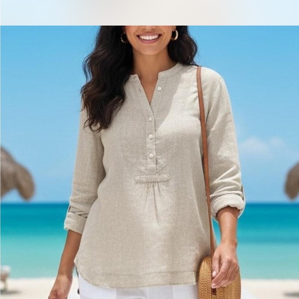 J. Crew Baird McNutt 100% Irish Linen blouse top 6
